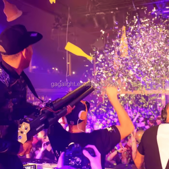 Electric Confetti Gun fires streamers at wedding celebration
